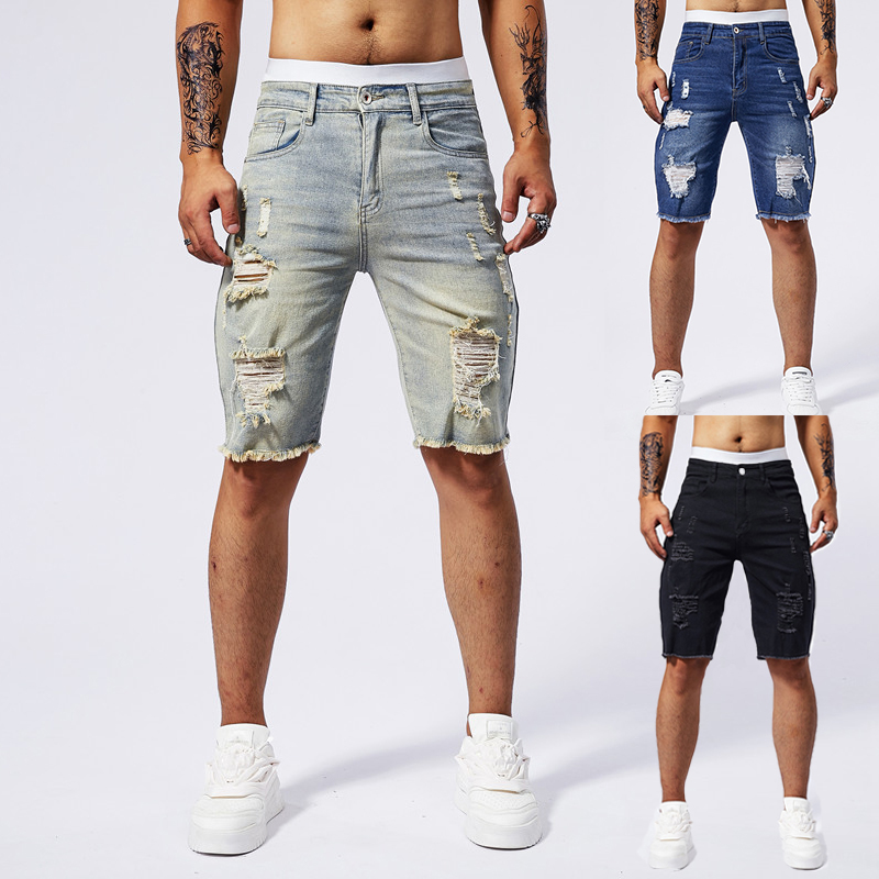 Streetwear Brand Marketing - Short en Denim déchiré pour hommes,