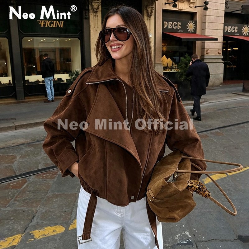Streetwear Brand Designs - Nouvelle Veste en Daim Marron Oversize