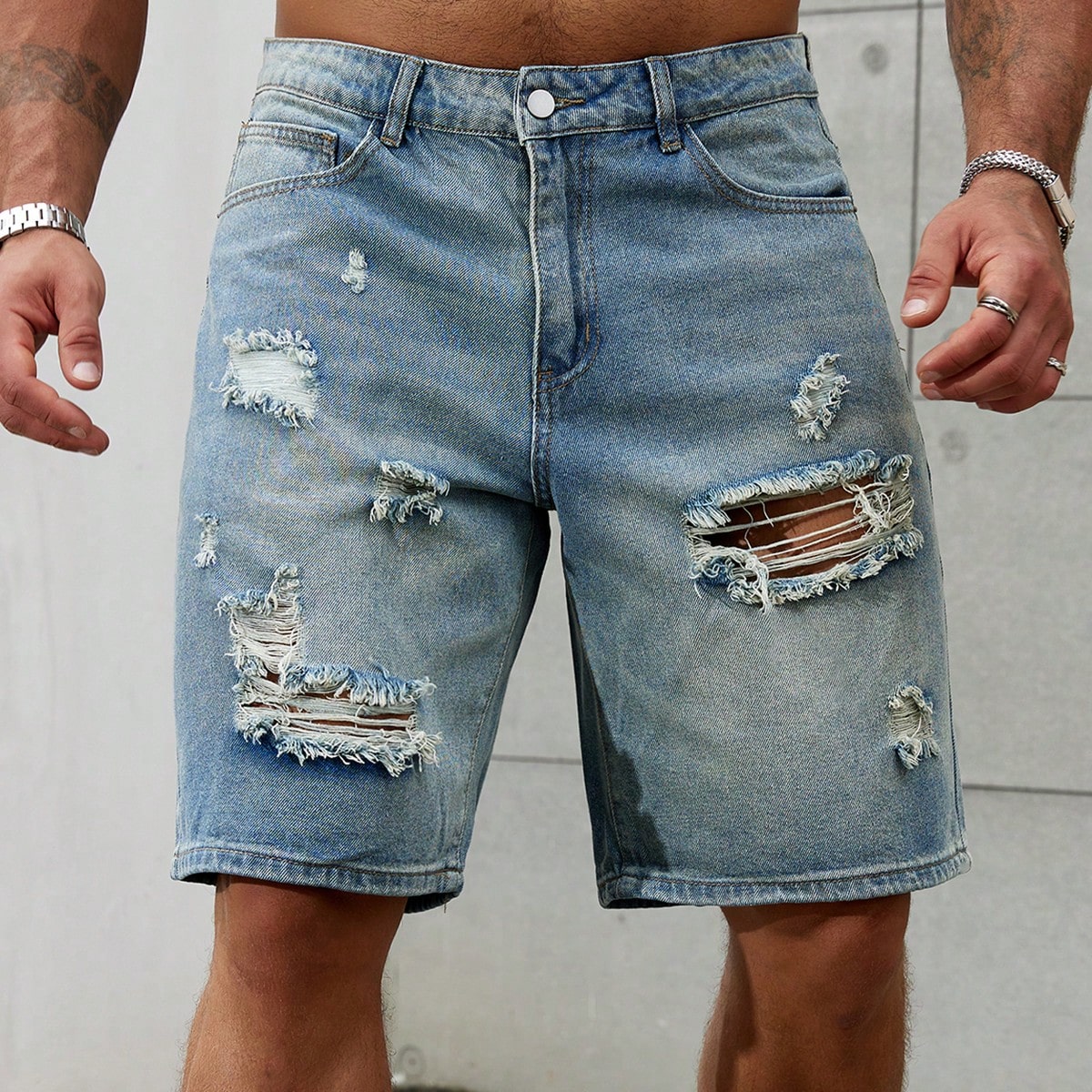 Streetwear Brand Marketing - Short en jean déchiré pour homme,